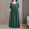 Vestido de verano de algodón y seda para mujeres de mediana edad y mayores, ropa holgada de talla grande para el hogar, camisón para madres jóvenes, ropa exterior