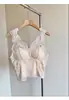 1371# Camisola Base Renda Francesa Coreana Desejo Puro Roupa Íntima Sexy Suave Roupa Externa Sutiã de Tiras com Bojo