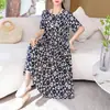 Camisola de Algodão e Seda para Mãe, Tamanho Grande, Caimento Solto, Vestido de Viscose para Meia-Idade e Idosos, Manga Curta com Bolsos, Roupa de Casa