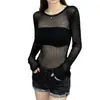 Lingerie sexy estilo europeu e americano, body de rede vazado, conjunto azul sedutor, versátil para usar como peça externa, roupa de malha vazada