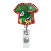 Porta credencial retráctil de acrílico con shaker navideño Carrete retráctil para credencial de árbol de Navidad con clip de cocodrilo giratorio