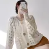 Cárdigan de punto para mujer, estilo corto con diseño calado, perfecto para primavera y otoño, una prenda nueva y elegante que luce genial en figuras petite, una opción de abrigo única y hermosa