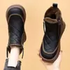 Nuevas Botas de Nieve de Felpa con Cremallera Lateral Estilo Chino para Mujer 2026 Nuevas Botas Cortas de Suela Plana de Invierno Zapatos de Algodón Gruesos Antideslizantes para Dama