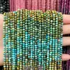 Cuentas pequeñas facetadas de turmalina natural degradada, cuentas sueltas de cristal turquesa, accesorios para joyería DIY, pulseras y collares de cuentas