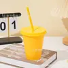Taza de Plástico PP de una Sola Capa, Color Sólido, Gran Capacidad de 16 oz, con Popote, Taza de Agua de Moda Transfronteriza, Personalizable con Logo