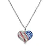 Pendientes Americanos de Venta Caliente Transfronterizos del Día de la Independencia, Pendientes Europeos y Americanos del 4 de Julio con Forma de Corazón, Pedrería, Accesorios Personalizados para Mujeres