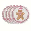 Sousplats de Natal Mais Vendidos da Temu com Bordas Onduladas e Sousplats de Linho com Renda Estampada Suportam Personalização de Acordo com Desenhos