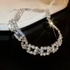 Collar de Perlas Doble Capa con Forma de Lágrima Tachonado de Diamantes Estilo Francés, Cadena para Clavícula de Lujo Ligero de Alta Gama, Accesorio de Collar Versátil Elegante y de Moda