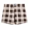 Cueca Box Masculina com Estampa Xadrez Tendência, Shorts para Casa Respiráveis da Moda de Cintura Média Tamanho Grande, Fornecimento Direto do Fabricante