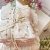Ropa de cama nórdica Xiaoqing, la misma estrella de bloguero, funda de edredón Luna, clase A, algodón puro, hilo arrugado, hilo de doble capa suave, juego de cuatro piezas