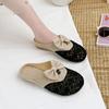 Nuevas Pantuflas Cerradas con Lazo para Mujer Primavera/Verano 2025, Sandalias Elegantes Planas Tejidas Huecas Transpirables
