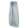 G6931 Jeans Retro de Alta Gama Resistentes para Hombre con Diseño de Rayos y Diamantes Calientes
