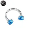 Transfronterizo Nuevo 0.9 Diente Interno Aleación de Titanio Tipo C Aaaaa Circonita Anillo de Herradura Anillo de Nariz Aretes Anillo de Hueso del Oído Anillo de Labio
