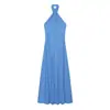 Bestseller Transfronterizo de AliExpress 2026 Primavera Nuevo Vestido Midi de Color Sólido con Cuello Halter para Mujer 7004709