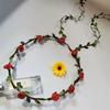 Corona de flores transfronterizas, accesorios para el cabello para viajes de playa, simulación de rosas, novias, Mori Girl, diadema, venta al por mayor