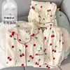 Pijama de Gaze de Algodão com Bojo para Mulheres Modelo Dachshund 2026 Novo Conjunto de Três Peças para Primavera, Outono e Verão