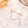 Colar de Aço Titânio Triângulo Dourado Rosa com Pingente de Franja, Extraível, Não Desbota, Acessórios Ajustáveis de Alta Qualidade Coreana