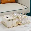 Caja de Pañuelos Multifuncional Simple Moderna Blanca Caja de Pañuelos de Lujo Accesible Mesa de Café de Sala de Estar Mesa de Comedor Almacenamiento de Control Remoto Elegante