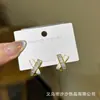 Pendientes de Botón con Forma de Corazón de Diamante Brillante, Lazo y Perla S925 Diseño de Nicho Pendientes de Lujo Ligero con un Toque de Alta Gama