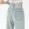 Item mais vendido: Nova coleção outono de 2026, jeans casual feminino de perna larga, acabamento lavado, cintura alta, modelagem que emagrece, perna reta, calça de comprimento total