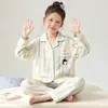 Pijama para niñas de algodón nube, manga larga, para primavera y otoño, para niños mayores y niñas, ropa de casa de aire acondicionado para niños, conjunto modelo nuevo 2026
