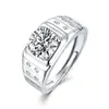 Anillo de Moissanita para Hombre Plata de Ley S925 Chapado en Platino No se Desvanece en Stock Anillo al por Mayor Lujo Ligero de Gama Alta