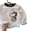 Camiseta de algodón de manga larga con dibujos animados para niños, nuevos estilos de primavera y otoño para niños y niñas, top estilo japonés, camiseta interior de bebé moderna, elegante