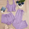 Popular Traje de Tres Piezas de Encaje Transfronterizo Camisola Pantalones Pijama Ropa de Casa Ajustada para Mujer
