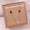 Pulseira de aço titânio com três borboletas e zircônia, joia transfronteiriça, feminina, luxo leve, moda, design de ponta, não desbota, joia de mão