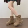 Botines Nuevos de Verano 2026 para Mujer Estilo Coreano Hebilla Punta Redonda Altura Interior Discreta que Aumenta Botas Apiladas Botas Vaqueras Occidentales