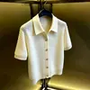 Nuevo Top de Punto Delgado de Manga Corta con Cuello Polo Hueco Estilo Coreano para Mujer, Chaqueta Cardigan Corta de Cintura Alta Delgada para Primavera y Verano