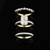Conjunto de tres piezas más vendido en Europa y América, anillos de moissanita en capas de moda de lujo ligero estilo ins, anillos de boda de alta gama de plata de ley s925