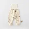 Pantalones largos de algodón para bebé, de cintura alta, protectores de barriga, adecuados para bebés y niños pequeños, pantalones largos de capa base para otoño, pantalones de cintura alta grado A para bebés y niños pequeños