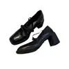 Sapatos Mary Jane de Salto Grosso Silenciosos com Salto Alto de 5cm, Tira Elástica, Bico Quadrado, Sapatos Sociais Elegantes para Pessoas Baixas, Fornecidos pelo Fabricante