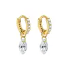 Aretes Ear Cuff de Plata de Ley S925 con Circonita en Forma de Gota de Agua y Diamante Marquise, Simples, Modernos, de Nicho, Lujo Ligero, Aros y Cierres de Oreja con Diamante en Forma de Cometa