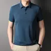 Verão 2025 novo gola casual pulôver para pais de meia-idade camiseta básica masculina de manga curta sem costura moda