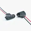 Conector Macho de Soldadura Tipo Agujero Fijo Doble Oreja Tipo-C Cable de Plomo Negro y Rojo Carcasa Tornillos de Bloqueo Conector Hembra de Alimentación para Aparatos Pequeños