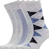 Meias masculinas de negócios Amazon transfronteiriças, tamanho grande listradas cinza-azul, meias longas com padrão de losangos estilo britânico de algodão