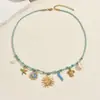 Collar para Mujer Más Vendido en Amazon Transfronterizo, Elegante Cadena para Clavícula Tejida con Diseño de Concha de Caracol con Goteo de Aceite, Accesorio Versátil para el Cuello