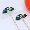 Nuevo Pasador de Pelo con Borla Azul Marino Liso Estilo Retro Dinastía Han Forma de Mariposa Plegable de Flor de Aleación Pasador Accesorios para el Cabello