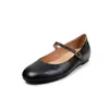 Zapatos Mary Jane de Cuero Genuino Estampado de Leopardo para Mujer, Zapatos de Corte Bajo de Una Sola Hebilla, Nuevo Estilo Otoño, Versión Coreana, Zapatos Planos de Piel de Oveja de Una Sola Hebilla para Mujer