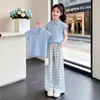 Conjunto de Verão para Meninas 2026 Novo Estilo - Camiseta Polo de Manga Curta e Calça Xadrez Conjunto de Duas Peças, Roupa de Verão Respirável e Leve para Crianças