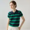 Suéter Pulôver de Tricô com Listras, Manga Curta de Cashmere para Mulheres, Outono Inverno, Novo Design, Camada Base Respirável de Tricô