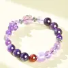 Artículo más vendido en transmisión en vivo: Pulsera de Amatista Púrpura Fuego Natural de Nueve Piedras, Lujo Ligero y Exquisita, Pulsera de Amatista de Forma Libre con Múltiples Piedras para Mujer