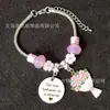 Europa y Estados Unidos pulsera cruzada nueva de acero inoxidable ajustable cadena de cuentas rosas flor letras grabadas a láser joyería al por mayor