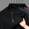Entrega directa de fábrica de sudadera para hombre con cuello alto, color liso, media cremallera, modelo nuevo de primavera 2026, camiseta de manga larga, camiseta básica