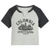 Camiseta com Decote V de Manga Curta com Desconto de Liquidação Feminina Modeladora Design nos Ombros Senso de Design Letras Estampadas Nicho Top Curto para o Verão