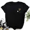 Talla Europea TransfronterizaCamiseta de Moda para Mujer Estampado de Corazón de Leopardo Negro Top Gráfico de Manga Corta para Mujer