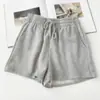 Comercio exterior al por mayor shorts de color liso para mujer verano finos holgados talla grande cintura alta rectos pierna ancha ocio deportes pantalones cortos ajustados