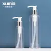 Garrafa cosmética spot 100ml garrafa de loção plástica transparente 250ml brilhante prata bloqueio bomba bomba garrafa Xu Min embalagem